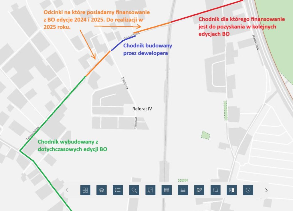 Mamy projekt chodnika dla całej długości ul. Telewizyjnej