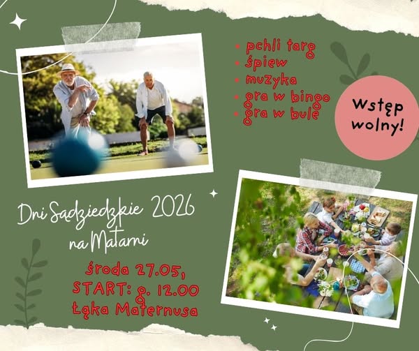 Spotkanie sąsiedzkei 27.05 godz.12 Łąka Maternus ( okolice Biedronki na osiedlu Matarnia)