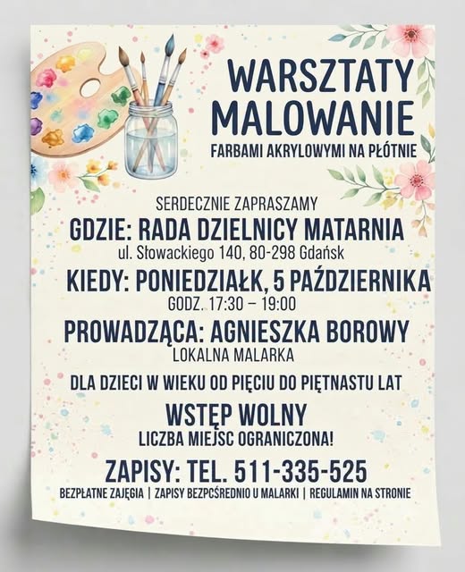 Warsztaty Malowania Farbami Akrylowymi na Płótnie